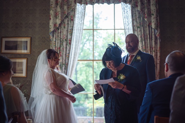 Wedding ceremony a Elizabeth Gaskell's House, Manchester, by photographer Adam Edwards