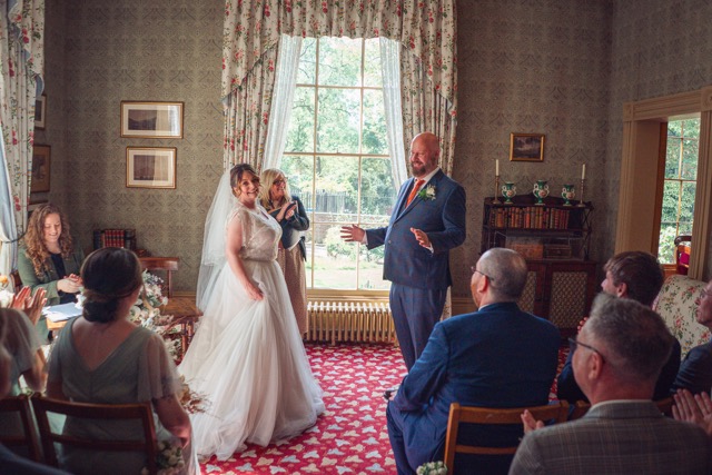 Wedding ceremony a Elizabeth Gaskell's House, Manchester, by photographer Adam Edwards