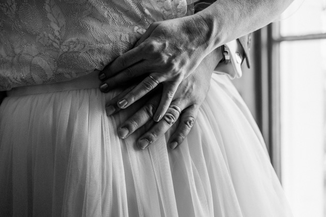 Married couple after ceremony Elizabeth Gaskell's House wedding by Manchester photographer Adam Edwards