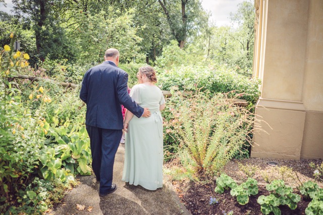 Wedding guests at Elizabeth Gaskell's House in Manchester by photographer Adam Edwards